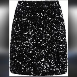 Black Sequins Sparkle Stretchy Bodycon Mini Skirt Size Small by Reemonde